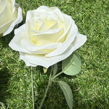 thumb_65cm - 3 Head Open Rose Flower Stem - White/Cream 