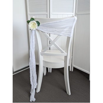 thumb_Cheesecloth Linen Chair Sash - White