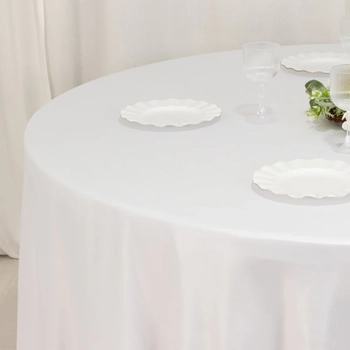 thumb_120inch (305cm) Round Satin Tablecloth - White