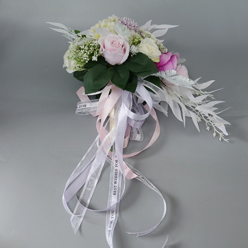 thumb_Bridal Teardrop Bouquet - Pink/Purples/White