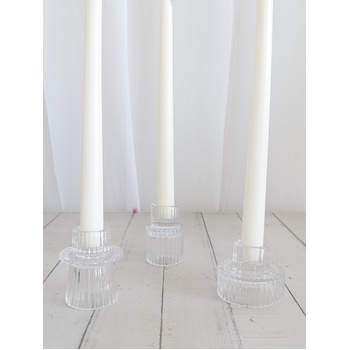 thumb_Clear - Ribbed Glass Taper/Dinner Candle Holder - Style 2