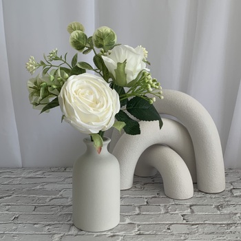 thumb_White Rose and Peony Small Bouquet or Floral Arrangement