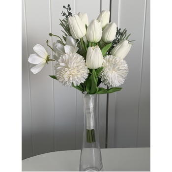 thumb_White Small Tulip/Chrysanthemum Bouquet/Vase Arrangement