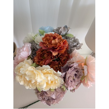 thumb_45cm Artificial Dusty Lavender Peony Bouquet | 5 Large 10cm Flowers