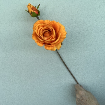 thumb_66cm Orange Artificial Rose Stem with Large Bloom and Bud