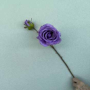 thumb_66cm Light Purple Artificial Rose Stem with Large Bloom and Bud