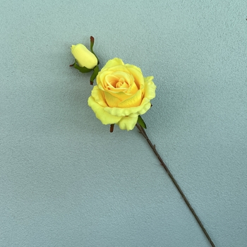 thumb_66cm Yellow Artificial Rose Stem with Large Bloom and Bud