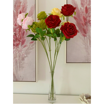 thumb_65cm - 3 Head Rose Flower Stem - Red