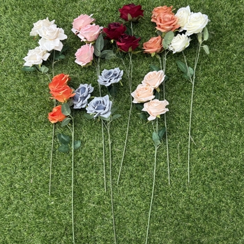 thumb_65cm - 3 Head Open Rose Flower Stem - Peach