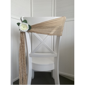 thumb_Cheesecloth Linen Chair Sash - Beige