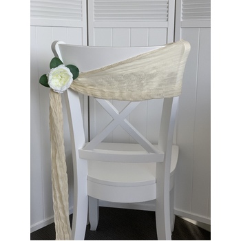 thumb_Cheesecloth Linen Chair Sash - Ivory