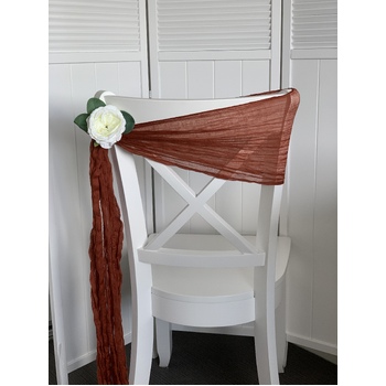 thumb_Cheesecloth Linen Chair Sash - Rust Brown