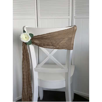 thumb_Cheesecloth Linen Chair Sash - Light Brown