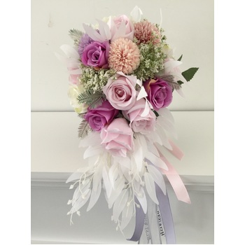 thumb_Bridal Teardrop Bouquet - Pink/Purples/White