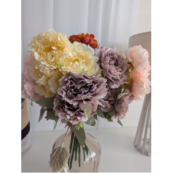 thumb_45cm Artificial Dusty Lavender Peony Bouquet | 5 Large 10cm Flowers