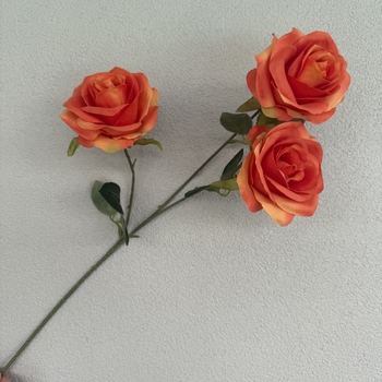 thumb_65cm - 3 Head Open Rose Flower Stem - Orange