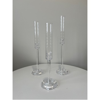 thumb_3 pcs Set of Candelabra - Clear with Glass Windlight