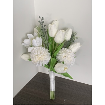 thumb_White Small Tulip/Chrysanthemum Bouquet/Vase Arrangement