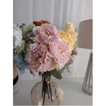 thumb_45cm Artificial Dusty Lavender Peony Bouquet | 5 Large 10cm Flowers