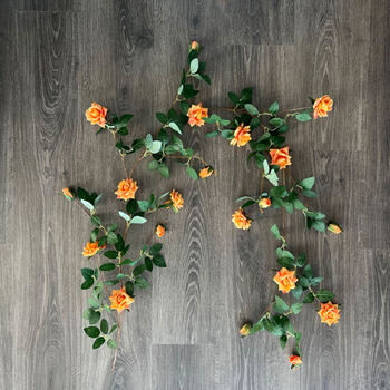 thumb_2pc Set - 1.7m Deluxe Rose Garland - Orange