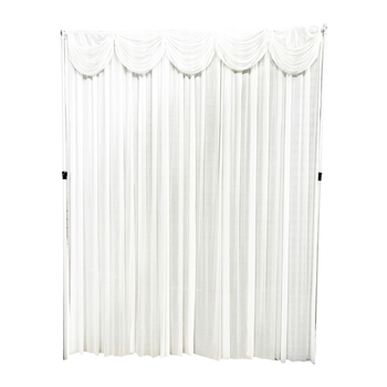 3mx4m High White Ice Silk Backdrop Curtain with Swags