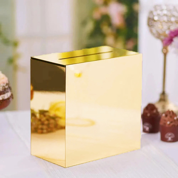 Gold Mirror Acrylic Wedding Card Box  - wishing well