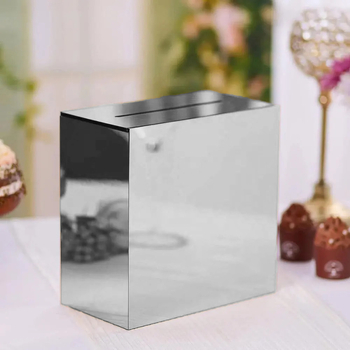 Silver Mirror Acrylic Wedding Card Box  - wishing well