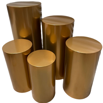 Factory Seconds - Set of 5 - Gold Round Plinths Wedding Pedestal