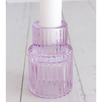 thumb_Pinky Lavender  - Ribbed Glass Taper/Dinner Candle Holder - Style 2