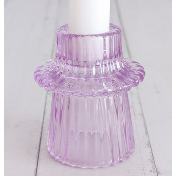 thumb_Pinky Lavender  - Ribbed Glass Taper/Dinner Candle Holder - Style 3