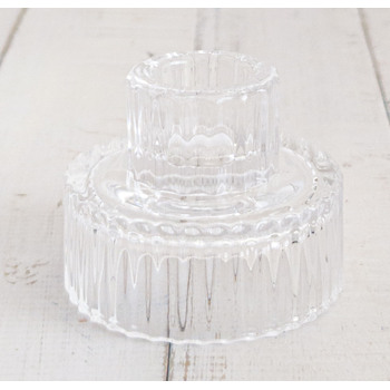 thumb_Clear - Ribbed Glass Taper/Dinner Candle Holder - Style 1