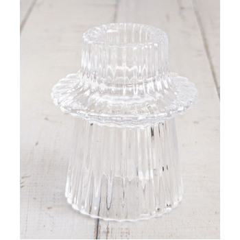 thumb_Clear - Ribbed Glass Taper/Dinner Candle Holder - Style 3