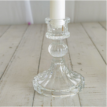 Clear - Crystal Look Glass Taper/Dinner Candlestick  Holder - Style 2