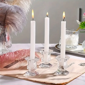 6 pc set - Glass Taper/Dinner Candle Holder