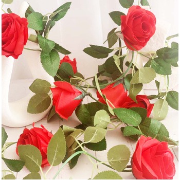 2.2m Red Rose Garland with 10 Flowers