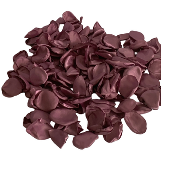 200 Deep Mauve Silky Rose Petals in organza pouch