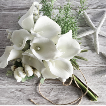 White Handtied Real Touch Calle Bouquet