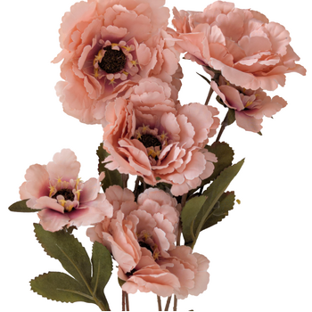 6 Head Peony 80cm Floral Stem - Dusty Mauve