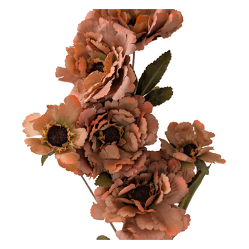 6 Head Peony 80cm Floral Stem - Autumn Coffee 