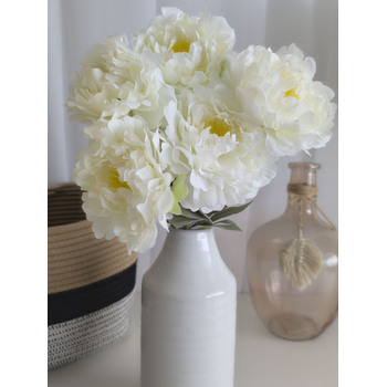 thumb_45cm Artificial White Cream Peony Bouquet | 5 Large 10cm Flowers