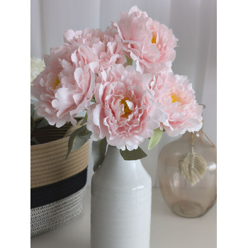 45cm Artificial Soft Pink Peony Bouquet | 5 Large 10cm Flowers