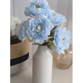 45cm Artificial Blue Peony Bouquet | 5 Large 10cm Flowers