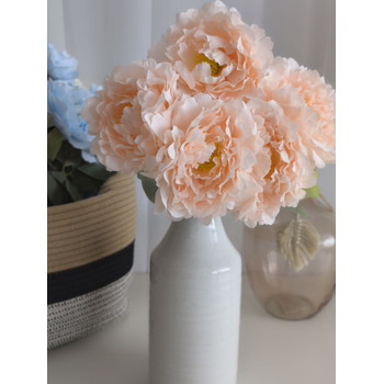 thumb_45cm Artificial Peachy Pink Peony Bouquet | 5 Large 10cm Flowers