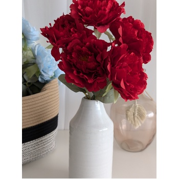 45cm Artificial Red Peony Bouquet | 5 Large 10cm Flowers