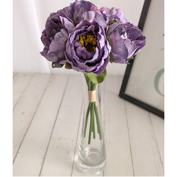 thumb_6 Head Small Artificial Two Toned Purple Peony Bouquet | 6 x 5.5cm Flowers