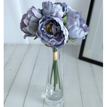 6 Head Small Artificial Dusty Purple Peony Bouquet | 6 x 5.5cm Flowers