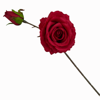 thumb_66cm Red Artificial Rose Stem with Large Bloom and Bud