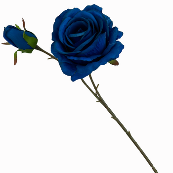 thumb_66cm Dark Blue Artificial Rose Stem with Large Bloom and Bud