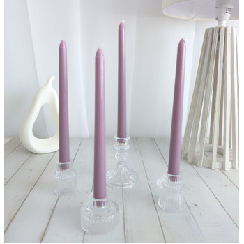 thumb_4pcs - 25cm Dusty Purple Wax (Taper) Dinner Candle Romantic Candlestick