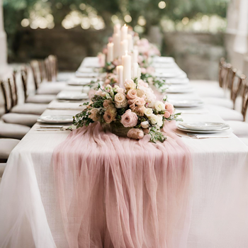 thumb_Extra Long 4m Soft Pink Cheesecloth Table Runner 90x400cm